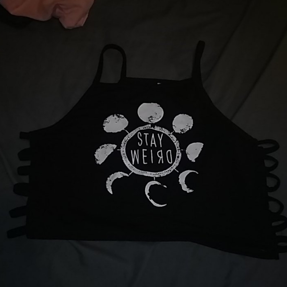 Stay weird crop top